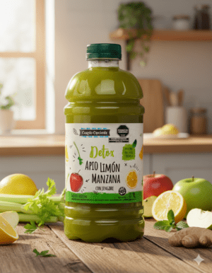 JUGO DETOX APIO, LIMÓN Y MANZANA CON JENGIBRE 1 LT - CUARTOCRECIENTE