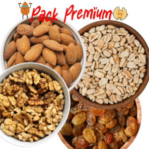 PACK PREMIUM : 500 gr Almendra Non Pareil  500 gr Nueces Extra Light  500 gr Pasas de Uva Rubia  500 gr Maní Natural
