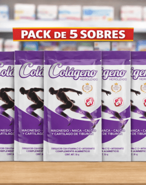 PACK 5 SOBRES COLAGENO + MAGNESIO + MACA + CALCIO + CARTILAGO DE TIBURON EN POLVO 75 GRS - LUCVER
