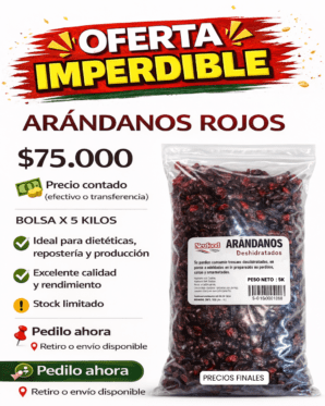 ARANDANOS ROJOS DESHIDRATADOS 5KG - EFECTIVO O TRANSFERENCIA