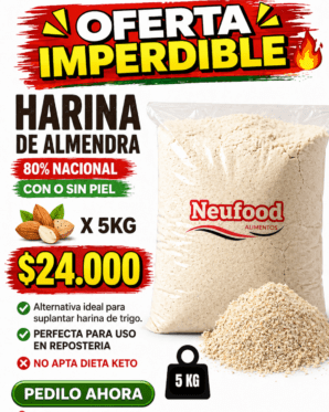 HARINA DE ALMENDRAS  AL 80% 5KG - EFECTIVO O TRANSFERENCIA