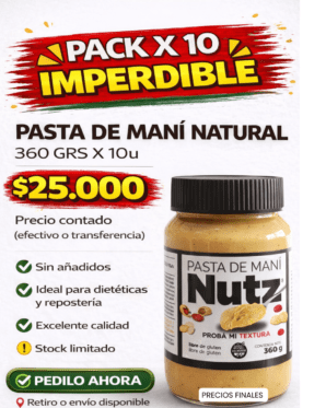 PACK X 10u. PASTA DE MANI NATURAL 360 GRS - EFECTIVO TRANSFERENCIA