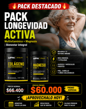 PACK LONGEVIDAD ACTIVA : COLAGENO MULTIVITAMINICO  +MAGNESIO 5 EN 1