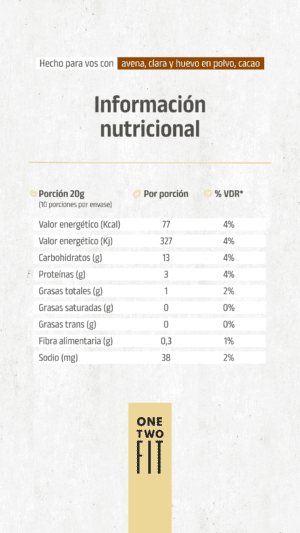 PANQUEQUE DE CACAO 200 GRS ONE TWO FIT - Image 2
