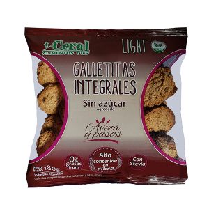 GALLETAS INTEGRALES  DE AVENA Y PASAS 180 GRS  SIN AZUCAR LIGHT