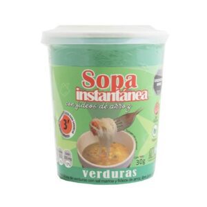 SOPA INSTANTANEA VERDURAS  30 GRS CON SAL MARINA Y FIDEOS DE ARROZ