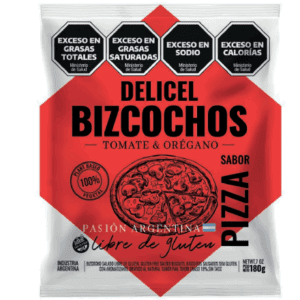 BIZCOCHOS SALADOS SABOR PIZZA  180 GRS DELICEL