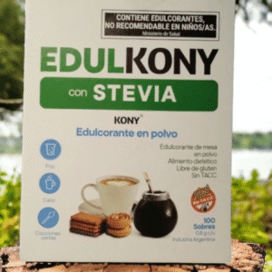 EDULCORANTE CON STEVIA EN POLVO CAJA X 100 SOBRES DE 0.0,8 grs EDULKONY