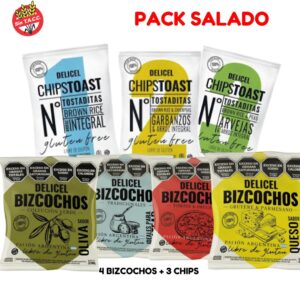 PACK SALADO : 4 BIZCOCHOS + 3 CHIPS TOAST - SIN TACC