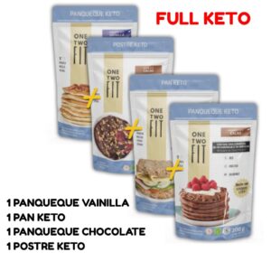 FULL KETO : 1 PANQUEQUE VAINILLA   1 PAN KETO  1 PANQUEQUE CHOCOLATE  1 POSTRE KETO