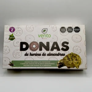 DONAS DE ALMENDRAS RELLENAS CON PISTACHO Y BAÑO BLANCO SIN AZUCAR X 2U VENTOFIT