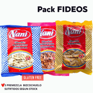 📦 Pack Fideos NANI 3 paquetes de Fideos NANI surtidos 350 GR  (maiz, natural y morron).