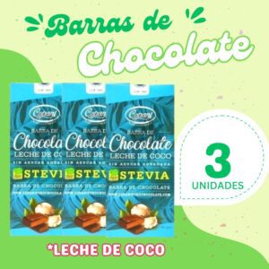 PACK 3 BARRAS DE CHOCOLATE LECHE DE COCO CON STEVIA