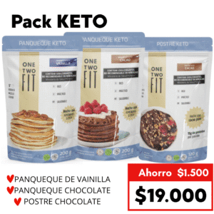 PACK KETO : PANQUEQUE DE VAINILLA + PANQUEQUE CHOCOLATE+ POSTRE CHOCOLATE