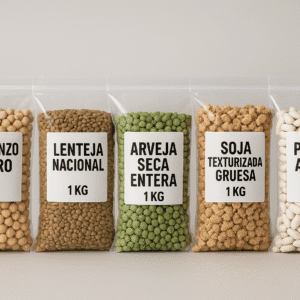 PACK LEGUMBRES PREMIUM: ✨ GARBANZOS 1K + LENTEJAS 1 k+ ARVEJA ENTERA SECA1 kg + SOJA TEXTURIZADA  1 k +POROTO ALUBIA  1kg
