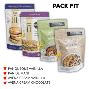 PACK FIT : PANQUEQUE VAINILLA+ PAN DE MANI +AVENA CREAM VAINILLA +AVENA CREAM CHOCOLATE